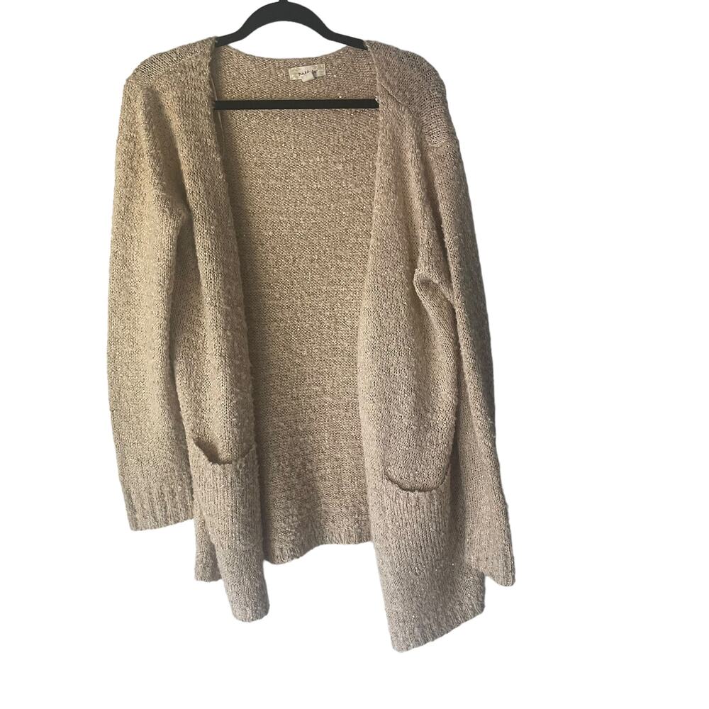 Nuture Women's Size XL Beige Sparkle Fairy Long Open Front Cardigan Sweater